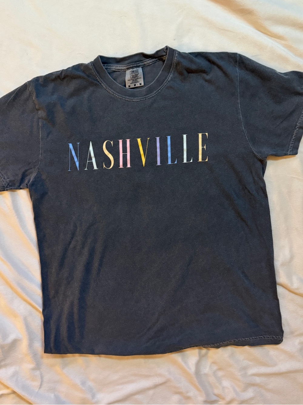 Comfort Colors Nashville T Shirt Medium Charcoal Multicolor Graphic Tee